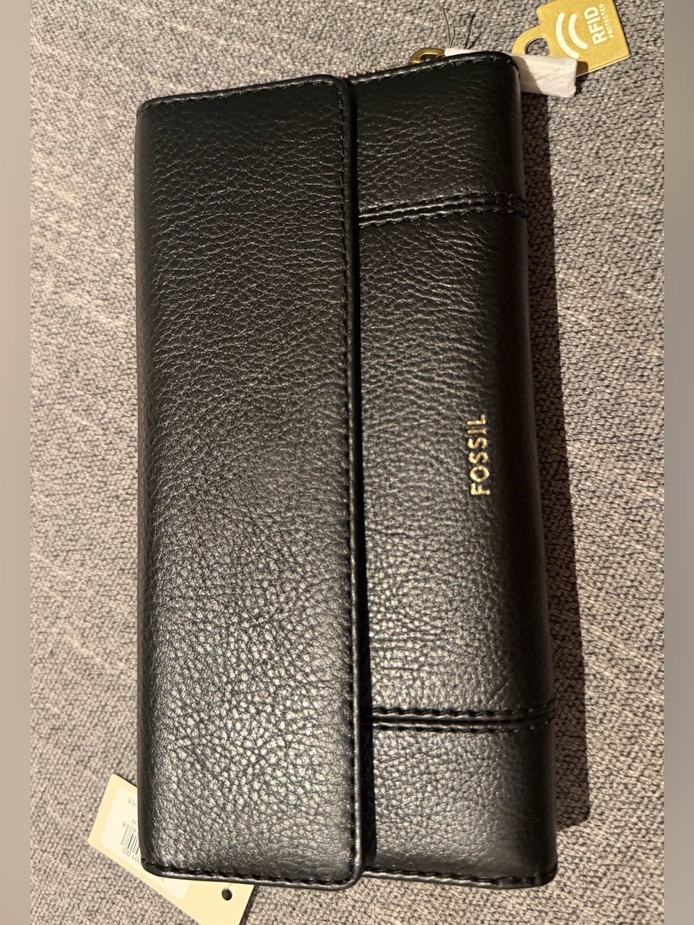 Fossil Jori RFID Flap Clutch Wallet Black Leather SWL3009001 NWT
